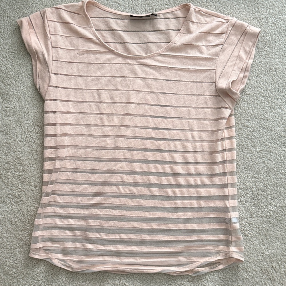 Apt. 9 Light Pink Striped Short Sleeve Tee